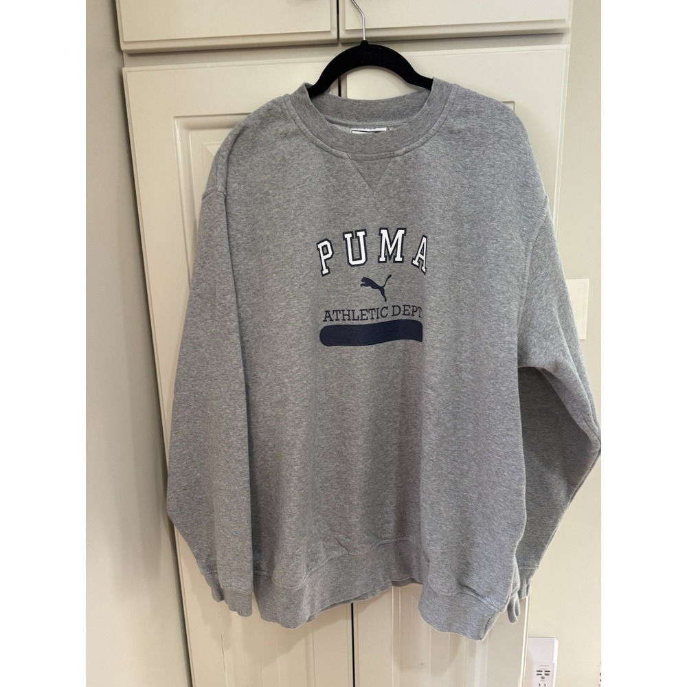 Vintage Y2K PUMA Athletic Dept Crewneck Sweatshirt‎ Gray Made in South Africa